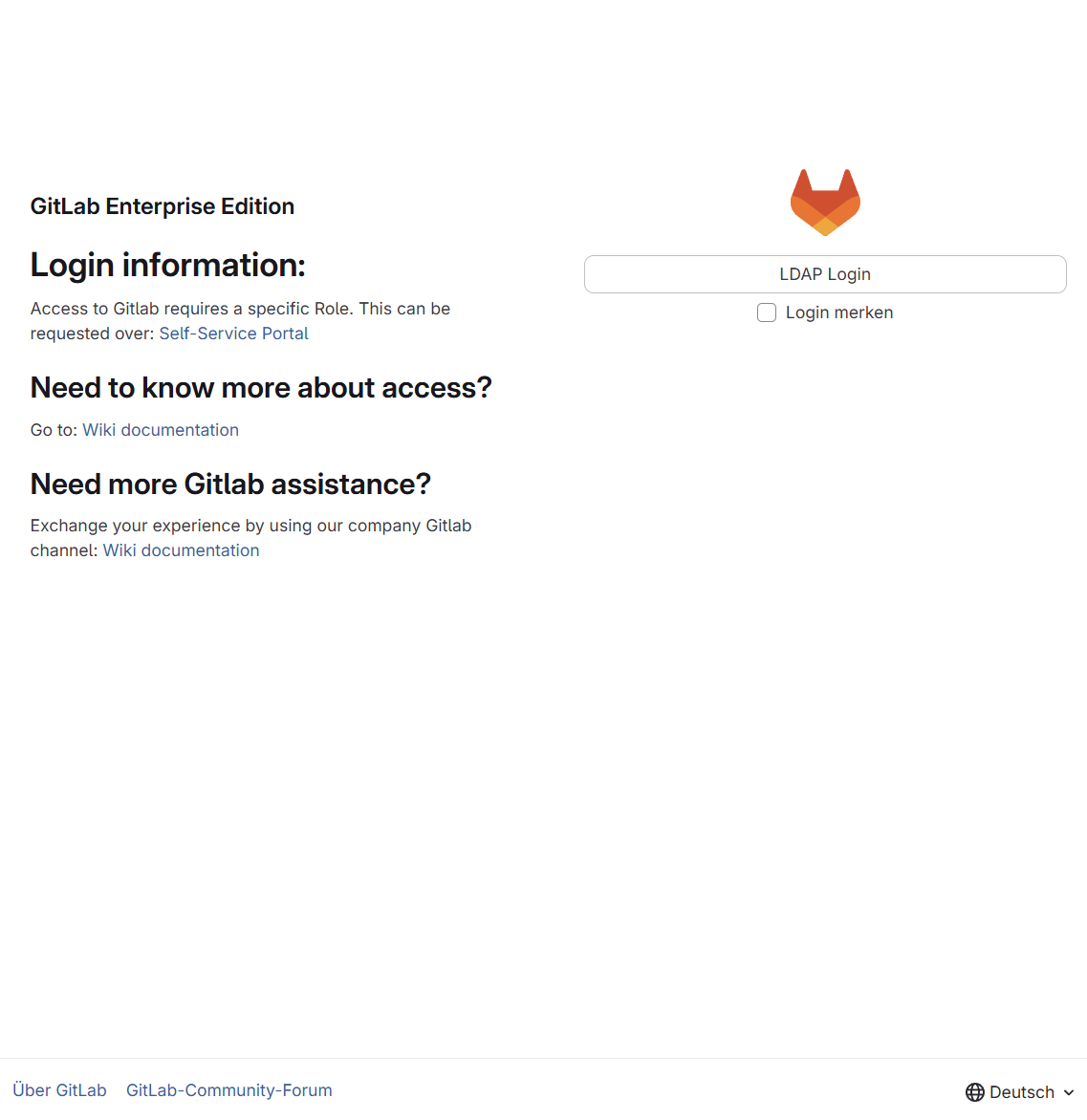example of gitlab login screen